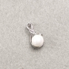 Rhodium pendant with white crystals and Majorca pearl 18x9mm +