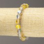 Elastic Bracelet with Opal Glass Beads, Yellow and Gray Matte, 8 mm+ diameter