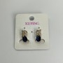 Xuping Earrings with 18K Gold Plating, White Crystals and Blue Crystals, 15x8 mm Diameter +