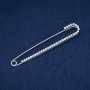 Brooch-pin with gray crystals, silver-toned metal 16×101 mm