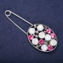 Brooch-Pin with Stones in Raspberry, White, and Green