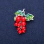 Brooch-pendant 'Grapes' with Coral Beads (Artificial) and Green Enamel, Silver-Tone Metal 35x45mm