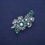 Brooch Bouquet with Pearl, blue enamel and green crystals, silver-tone metal 33x58mm