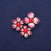 Brooch-pendant 'Flowers with Coral and Burgundy Enamel', Golden Metal 36x46 mm