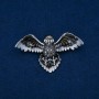 Brooch Bird with enamel and gray crystals, silver metal 65x35mm +