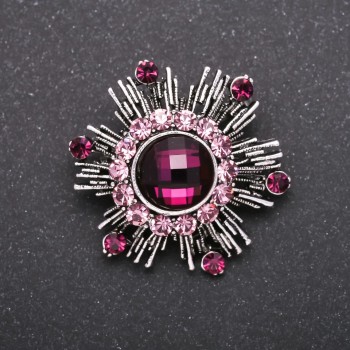 Brooch Star Series 'Accent' Purple Crystal Gray Metal 37mm