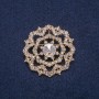 Gold-tone metal brooch with white rhinestones 40x40 mm
