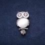 Owl Brooch with Cat's Eye in Silver