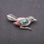 Blue Tit Bird Brooch with Gray Tail, Gray Metal 47×22mm