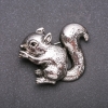 Squirrel Brooch with Gray Silvery Metal and Enamel, 37x48 mm