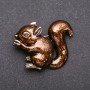 Brooch Squirrel enamel brown, gold-toned metal 48×38mm