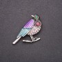 Brooch 'Blue Tit' with Crystals 'Gasoline' 33x33 mm Gray Metal