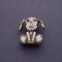 Brooch 'Diamond Puppy' 2.5 cm, metal color Blackened Gold