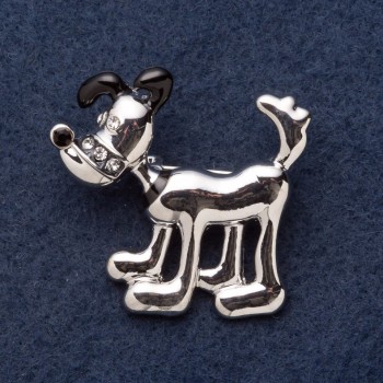 Brooch 'Pluto the Dog' 3.5×4 cm gray metal