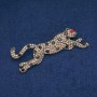 Leopard Brooch with Golden and Black Crystals