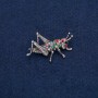 Brooch 'Grasshopper' silver-colored metal with multicolored crystals 42x26mm +