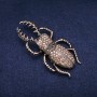 May Beetle Brooch in Golden Metal with Rhinestones (36×78 mm)
