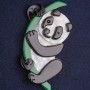 Panda Brooch - plastic, color white, black, and green, 74×40 mm