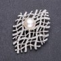 Pearl Brooch in White-Silver Metal Color, 60×45 mm