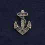 Screw-back brooch 'Anchor' 2 cm gray metal