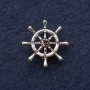 Brooch 'Steering Wheel', 3 cm diameter, gray metal