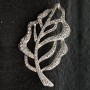(35/60 mm) Leaf Brooch in Light Metal with Crystals