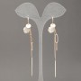 Xuping Earrings with 18K Gold Plating and Grey Cat's Eye, 10 mm Diameter ±, 90 mm Length ±
