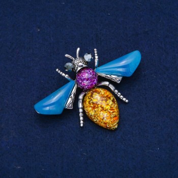 Brooch Butterfly silver-toned metal 47x62 mm +