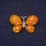 Amber Butterfly Brooch (single) 38×24 mm, color yellow, silver metal