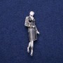 Brooch Pendant 'Lady with Enamel' 18×60 mm, Silver-Toned Metal