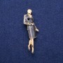 Brooch pendant Lady with enamel, 18x60 mm, gold-tone metal