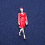 Brooch Pendant 'Flight Attendant' with Enamel 18x60 mm, Silver-Colored Metal