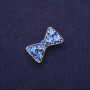 Bow Brooch in Blue Crystals, 27x16 mm, Silver Metal