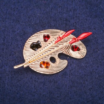 Брошка Палітра з емаллю золотистий метал 26х50мм