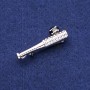 Brooch 'Baseball Bat' with Crystals, Silver-Toned Metal, 13x40 mm