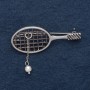 Brooch "Tennis Racket" 5.5×2 cm gray metal