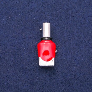 Брошка Лак червона і чорна емаль, сріблястий метал 13х33мм