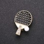 Brooch Tennis Racket Metal Color "Yellow" 18x26mm