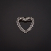 Heart Brooch, silver-toned metal and crystals, 20x18mm +