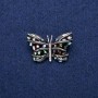 Brooch Butterfly with Halite, enamel and rhinestones, 22x33mm, silver metal