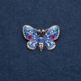 Brooch 'Butterfly' blue enamel 25x38mm metal color 'gold'