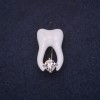 Tooth Brooch 25x15 mm, White Enamel, Silver Metal