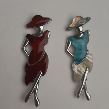 Brooch Pendant 'Lady with Pearl and Chalcedony' 80x30mm +