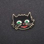 Brooch 'Cheshire Cat' with black enamel and silver-tone metal 27x22mm
