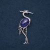 Brooch-pendant 'Heron with Lazurite' 80x30mm