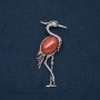 Brooch-Pendant Heron with Natural Aventurine 'Golden Sand' 80x30mm