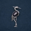 Heron Brooch-Pendant with Natural Aventurine Blue Sand Night of Cairo 80x30mm