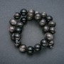 Beads on a thread of natural stone Silver Obsidian — smooth bead, 14 mm diameter, 39 cm length