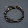 Beads on a Thread - Silvery Obsidian, Smooth Bead, 4 mm Diameter + -, 39 cm Length +