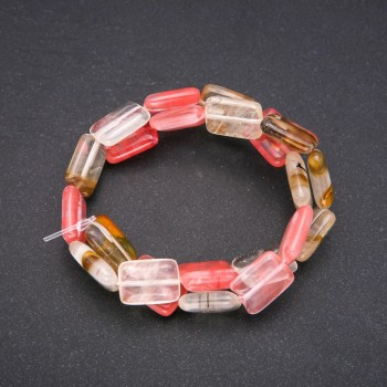 Natural chalcedony beads, rectangular shape, 13x18 mm (±), length 38 cm (±)